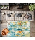 Contemporary POP Modern Abstract Waterfall Blue/Cream 5 ft. x 8 ft. Area Rug