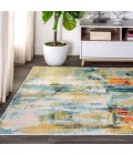 Contemporary POP Modern Abstract Waterfall Blue/Cream 5 ft. x 8 ft. Area Rug
