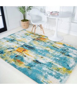 Jonathany Contemporary Pop CTP100A Blue/Cream Area Rug 5 ft. 3 in. X 7 ft. 7 in. Rectangle