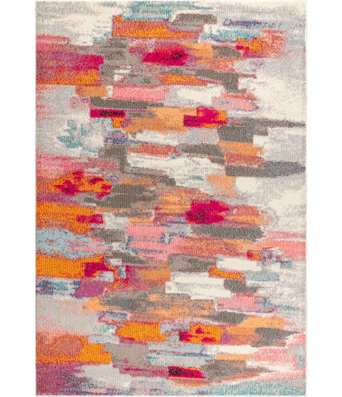 CONTEMPORARY POP Area Rug Contemporary POP Modern Abstract Brushstroke Ivory/Pink 4 ft. x 6 ft. Area Rug