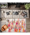 CONTEMPORARY POP Area Rug Contemporary POP Modern Abstract Brushstroke Ivory/Pink 4 ft. x 6 ft. Area Rug