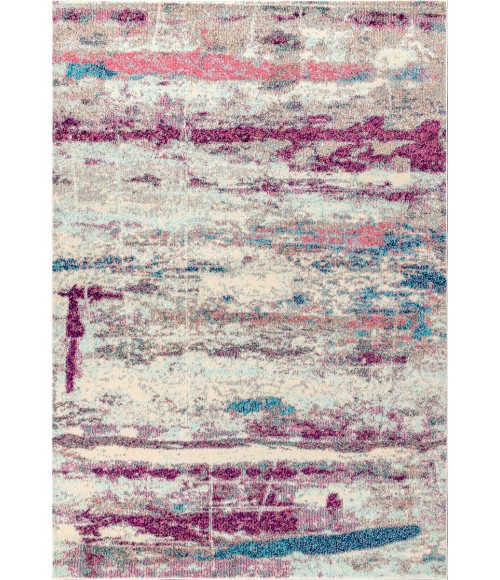 CONTEMPORARY POP Area Rug Contemporary POP Modern Abstract Brushstroke Cream/Pink 8 ft. x 10 ft. Area Rug