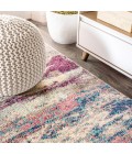 CONTEMPORARY POP Area Rug Contemporary POP Modern Abstract Brushstroke Cream/Pink 8 ft. x 10 ft. Area Rug