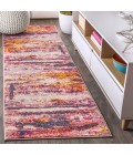 Contemporary POP Modern Abstract Brushstroke Pink/Cream 2 ft. x 8 ft. Runner Rug