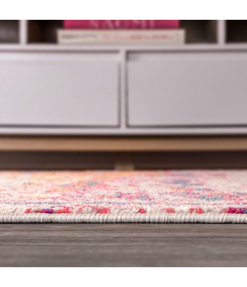 Contemporary POP Modern Abstract Brushstroke Pink/Cream 2 ft. x 8 ft. Runner Rug