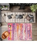 Contemporary POP Modern Abstract Brushstroke Pink/Cream 3 ft. x 5 ft. Area Rug