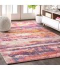 Contemporary POP Modern Abstract Brushstroke Pink/Cream 3 ft. x 5 ft. Area Rug