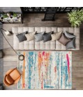 CONTEMPORARY POP Area Rug Contemporary POP Modern Abstract Brushstroke Cream/Blue 5 ft. x 8 ft. Area Rug