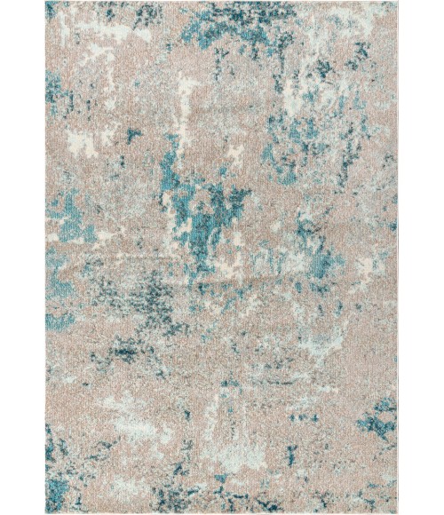 Contemporary POP Modern Abstract Vintage Faded Blue/Gray 5 ft. x 8 ft. Area Rug