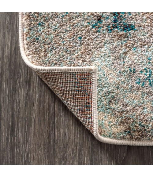 Contemporary POP Modern Abstract Vintage Faded Blue/Gray 5 ft. x 8 ft. Area Rug