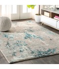 Contemporary POP Modern Abstract Vintage Faded Blue/Gray 5 ft. x 8 ft. Area Rug