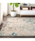 Contemporary POP Modern Abstract Vintage Faded Blue/Gray 5 ft. x 8 ft. Area Rug