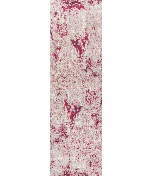 CONTEMPORARY POP Area Rug Contemporary Pop Modern Abstract Vintage Faded Gray/Maroon 2 ft. x 8 ft. Runner Rug