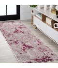 CONTEMPORARY POP Area Rug Contemporary Pop Modern Abstract Vintage Faded Gray/Maroon 2 ft. x 8 ft. Runner Rug