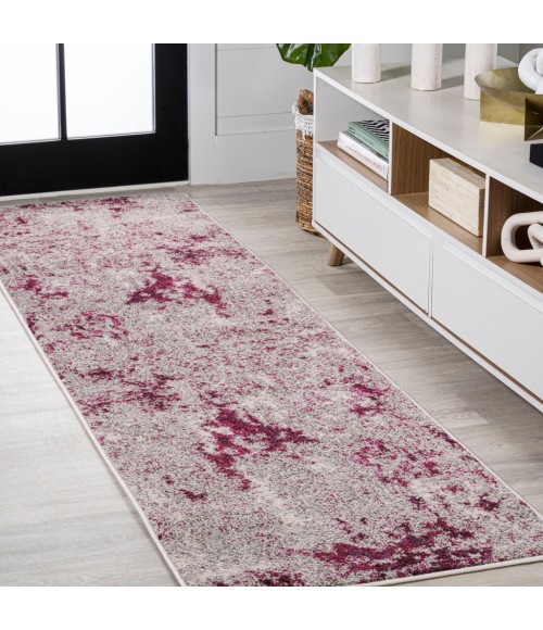 CONTEMPORARY POP Area Rug Contemporary Pop Modern Abstract Vintage Faded Gray/Maroon 2 ft. x 8 ft. Runner Rug