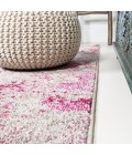 CONTEMPORARY POP Area Rug Contemporary Pop Modern Abstract Vintage Faded Gray/Maroon 2 ft. x 8 ft. Runner Rug