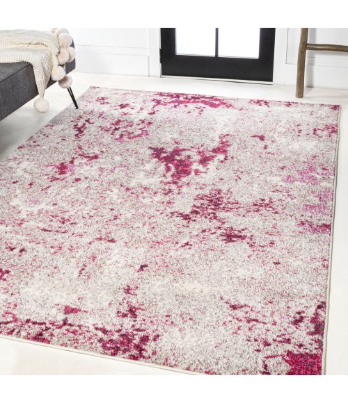 CONTEMPORARY POP Area Rug Contemporary POP Modern Abstract Vintage Faded Maroon/Gray 5 ft. x 8 ft. Area Rug