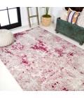 CONTEMPORARY POP Area Rug Contemporary POP Modern Abstract Vintage Faded Maroon/Gray 5 ft. x 8 ft. Area Rug