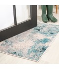 CONTEMPORARY POP Area Rug Contemporary POP Modern Abstract Vintage Cream/Blue 2 ft. x 3 ft. Area Rug