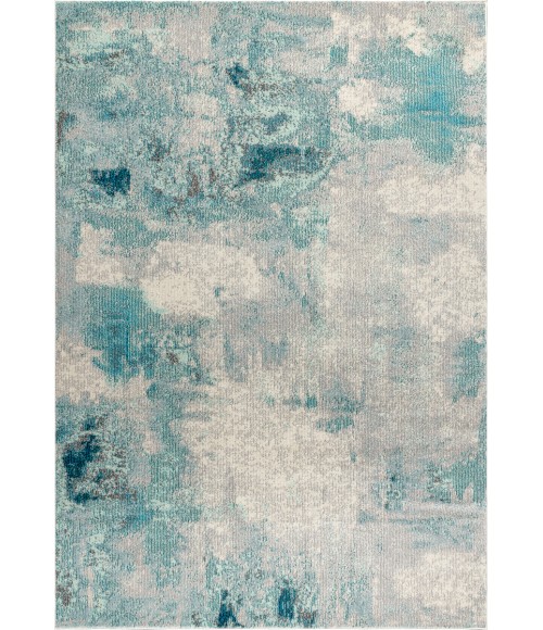 Contemporary POP Modern Abstract Vintage Cream/Blue 9 ft. x 12 ft. Area Rug