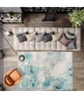 Contemporary POP Modern Abstract Vintage Cream/Blue 9 ft. x 12 ft. Area Rug