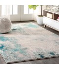 Contemporary POP Modern Abstract Vintage Cream/Blue 9 ft. x 12 ft. Area Rug