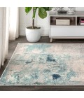 Contemporary POP Modern Abstract Vintage Cream/Blue 9 ft. x 12 ft. Area Rug