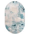 CONTEMPORARY POP Area Rug Contemporary POP Modern Abstract Vintage Cream/Blue 3 ft. x 5 ft. Oval Area Rug