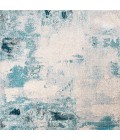 Contemporary POP Modern Abstract Vintage Cream/Blue 4' Square Area Rug