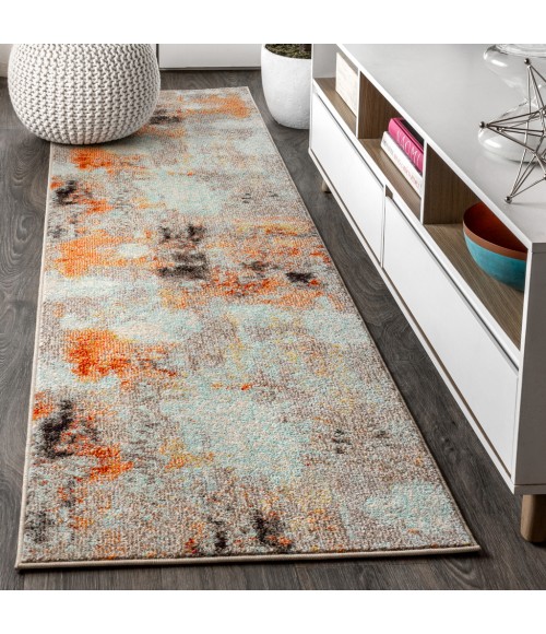 CONTEMPORARY POP Area Rug Contemporary POP Modern Abstract Vintage Cream/Orange 2 ft. x 8 ft. Runner Rug