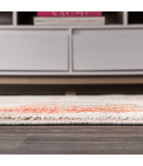 CONTEMPORARY POP Area Rug Contemporary POP Modern Abstract Vintage Cream/Orange 2 ft. x 8 ft. Runner Rug