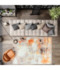 CONTEMPORARY POP Area Rug Contemporary POP Modern Abstract Vintage Cream/Orange 3 ft. x 5 ft. Area Rug