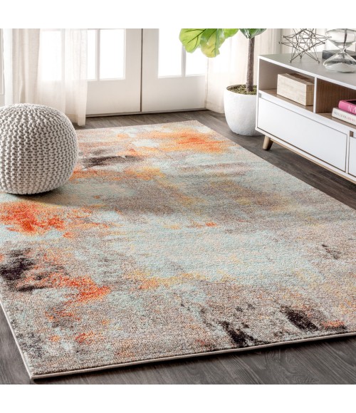CONTEMPORARY POP Area Rug Contemporary POP Modern Abstract Vintage Cream/Orange 3 ft. x 5 ft. Area Rug
