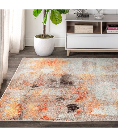 CONTEMPORARY POP Area Rug Contemporary POP Modern Abstract Vintage Cream/Orange 3 ft. x 5 ft. Area Rug