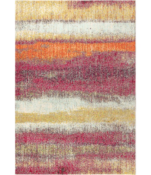 Contemporary POP Modern Abstract Vintage Cream/Pink 3 ft. x 5 ft. Area Rug