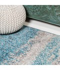 Contemporary POP Modern Abstract Vintage Cream/Turquoise 4 ft. x 6 ft. Area Rug