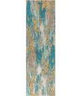 CONTEMPORARY POP Area Rug Contemporary POP Modern Abstract Vintage Waterfall Blue/Brown/Orange 2 ft. x 8 ft. Runner Rug