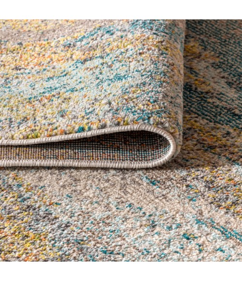 Contemporary POP Modern Abstract Vintage Waterfall Blue/Brown/Orange 5 ft. x 8 ft. Area Rug