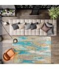 Contemporary POP Modern Abstract Vintage Waterfall Blue/Brown/Orange 5 ft. x 8 ft. Area Rug