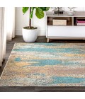 Contemporary POP Modern Abstract Vintage Waterfall Blue/Brown/Orange 5 ft. x 8 ft. Area Rug