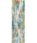 CONTEMPORARY POP Area Rug Contemporary POP Modern Abstract Vintage Waterfall Blue/Cream/Yellow 2 ft. x 8 ft. Runner Rug