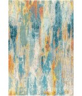 Contemporary POP Modern Abstract Vintage Waterfall Blue/Cream/Yellow 8 ft. x 10 ft. Area Rug