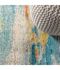 Contemporary POP Modern Abstract Vintage Waterfall Blue/Cream/Yellow 8 ft. x 10 ft. Area Rug