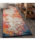 CONTEMPORARY POP Area Rug Contemporary POP Modern Abstract Vintage Waterfall Cream/Blue 2 ft. x 8 ft. Runner Rug