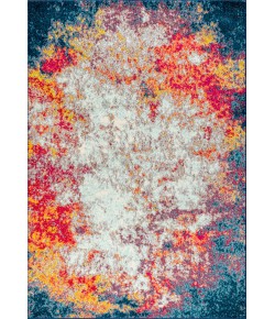 Jonathany Contemporary Pop CTP107A Cream/Blue Area Rug 5 ft. 3 in. X 7 ft. 7 in. Rectangle