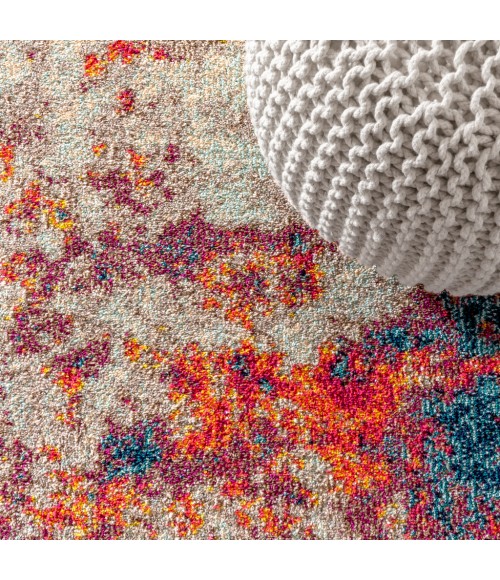 CONTEMPORARY POP Area Rug Contemporary POP Modern Abstract Cream/Blue 5 ft. x 8 ft. Area Rug