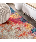 CONTEMPORARY POP Area Rug Contemporary POP Modern Abstract Cream/Blue 5 ft. x 8 ft. Area Rug