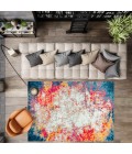 CONTEMPORARY POP Area Rug Contemporary POP Modern Abstract Cream/Blue 5 ft. x 8 ft. Area Rug