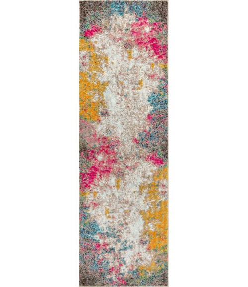 Contemporary POP Modern Abstract Yellow/Multi 2 ft. x 8 ft. Runner Rug
