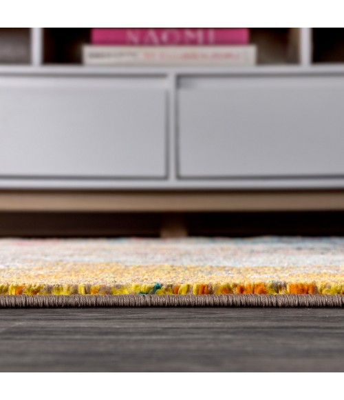 Contemporary POP Modern Abstract Yellow/Multi 2 ft. x 8 ft. Runner Rug